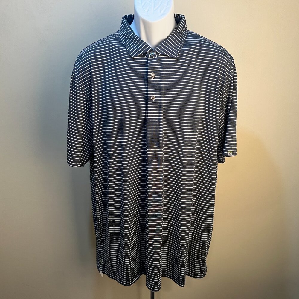 Tasc Performance Men's white & blue striped Mint Condition golf polo shirt XXL - Picture 6 of 6